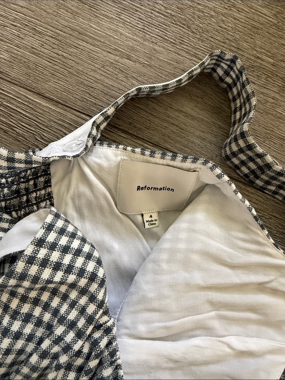 LIKE NEW REFORMATION Balia Linen Dress, Remy Check, size 4 - Picture 7 of 9